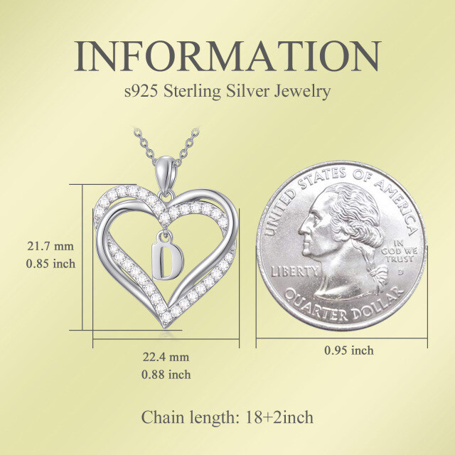 Collana con ciondolo a forma di cuore in argento sterling con iniziali personalizzate e cu-3