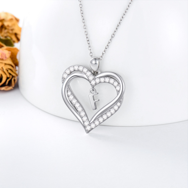 Collana con ciondolo a forma di cuore in argento sterling con iniziali personalizzate e cu-4