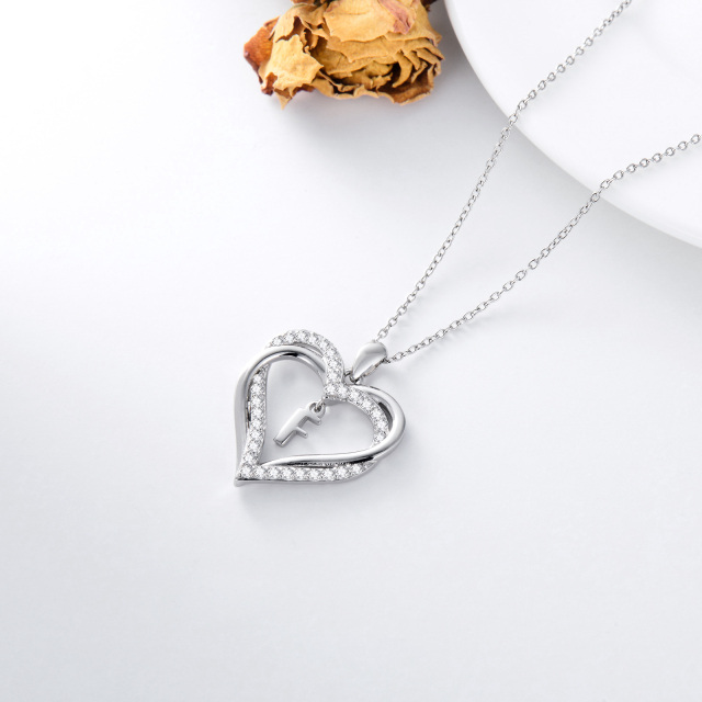 Collana con ciondolo a forma di cuore in argento sterling con iniziali personalizzate e cu-5