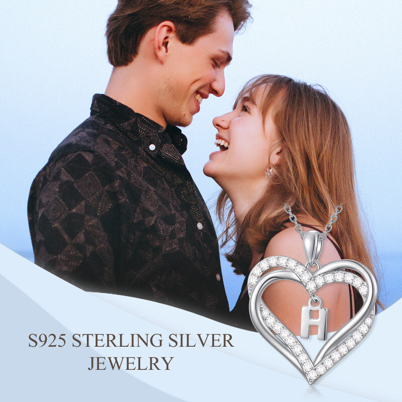 Colar com pingente de coração em prata esterlina, zircônia cúbica, letra inicial personalizada, para mulheres, melhores amigos-6