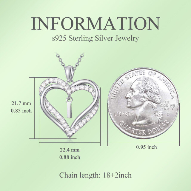 Collana con ciondolo a forma di cuore in argento sterling con iniziali personalizzate e cu-3