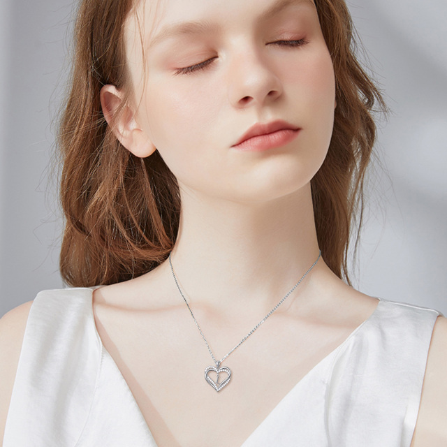 Collier en argent sterling avec lettre initiale L et pendentif en forme de coeur avec zirc-2