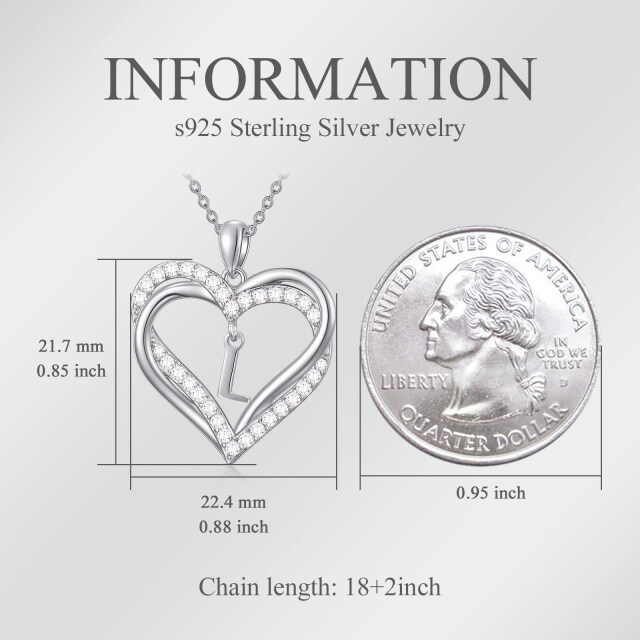 Plata de ley en forma de corazón de circonio cúbico personalizado letra inicial y el coraz-3