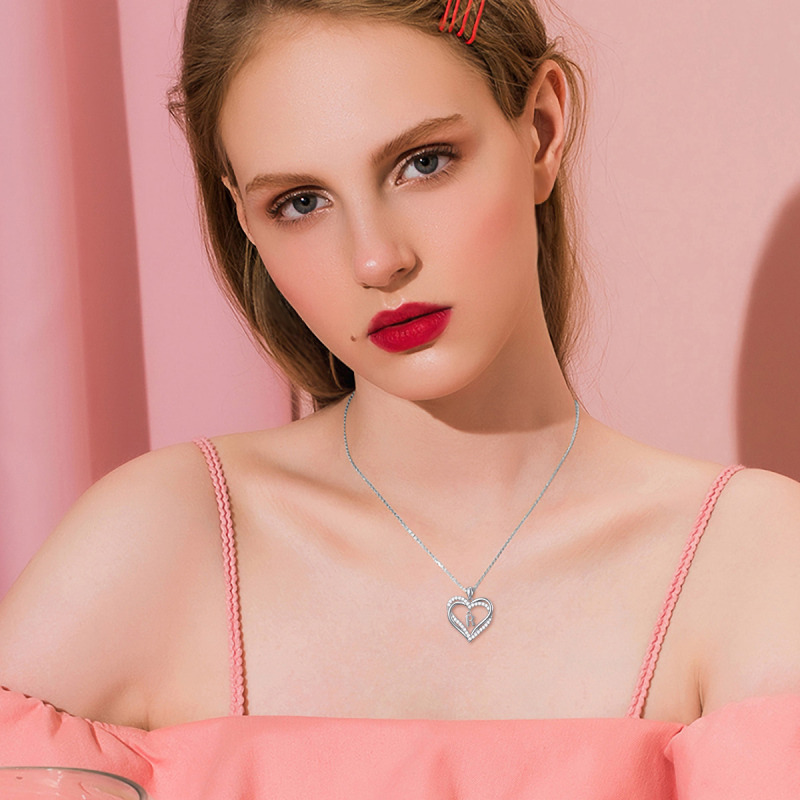Colar com pingente de coração em prata esterlina, zircônia cúbica, letra inicial personalizada, para mulheres, melhores amigos-2