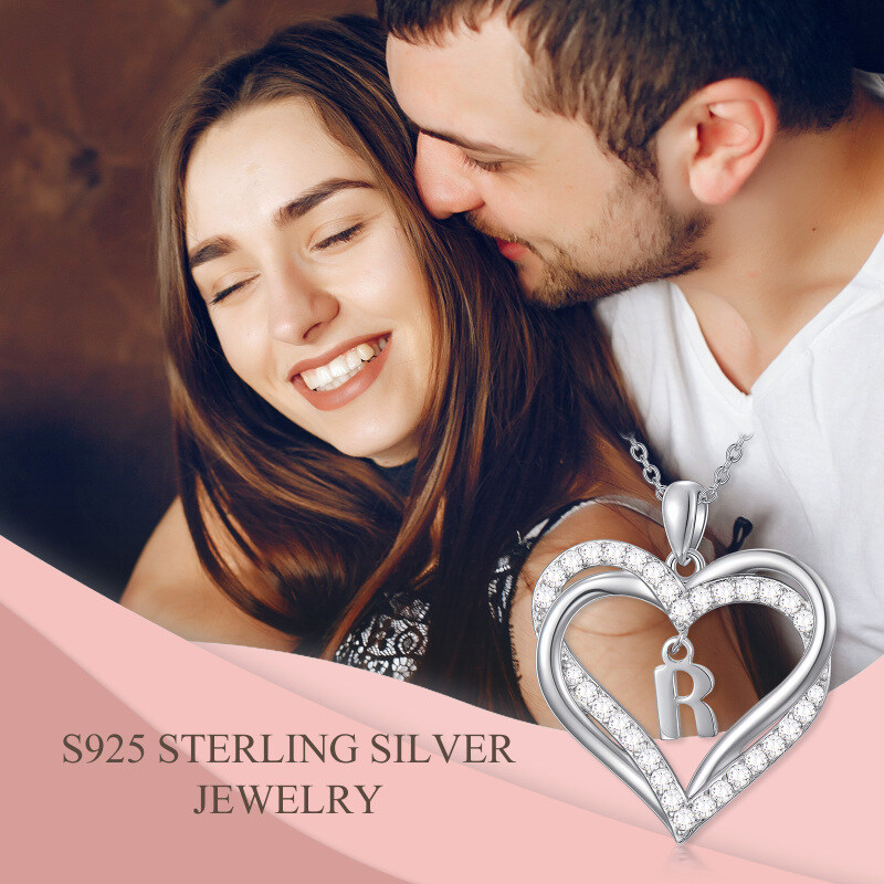 Colar com pingente de coração em prata esterlina, zircônia cúbica, letra inicial personalizada, para mulheres, melhores amigos-6