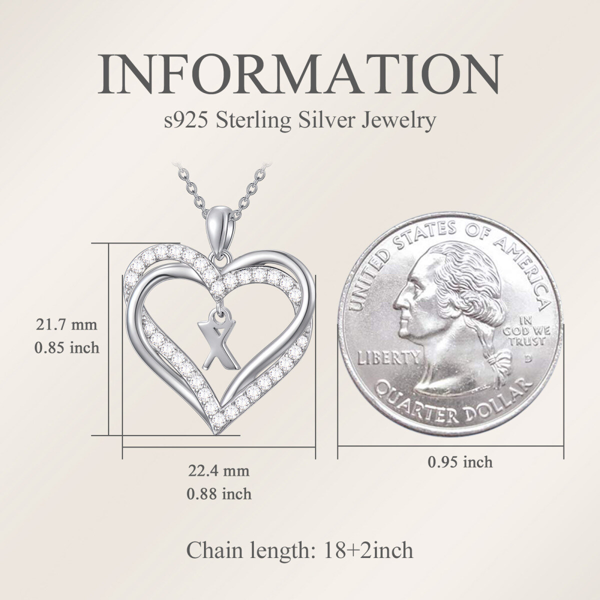 Plata de ley en forma de corazón de circonio cúbico personalizado letra inicial y el coraz-3