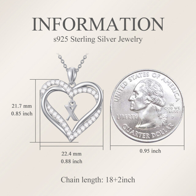 Collana con ciondolo a forma di cuore in argento sterling con iniziali personalizzate e cu-3