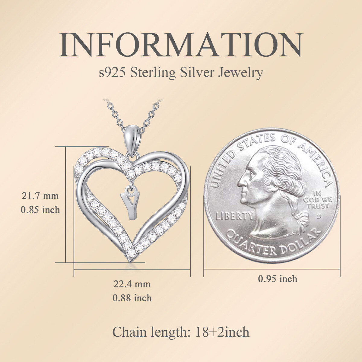 Plata de ley en forma de corazón de circonio cúbico personalizado letra inicial y el coraz-3