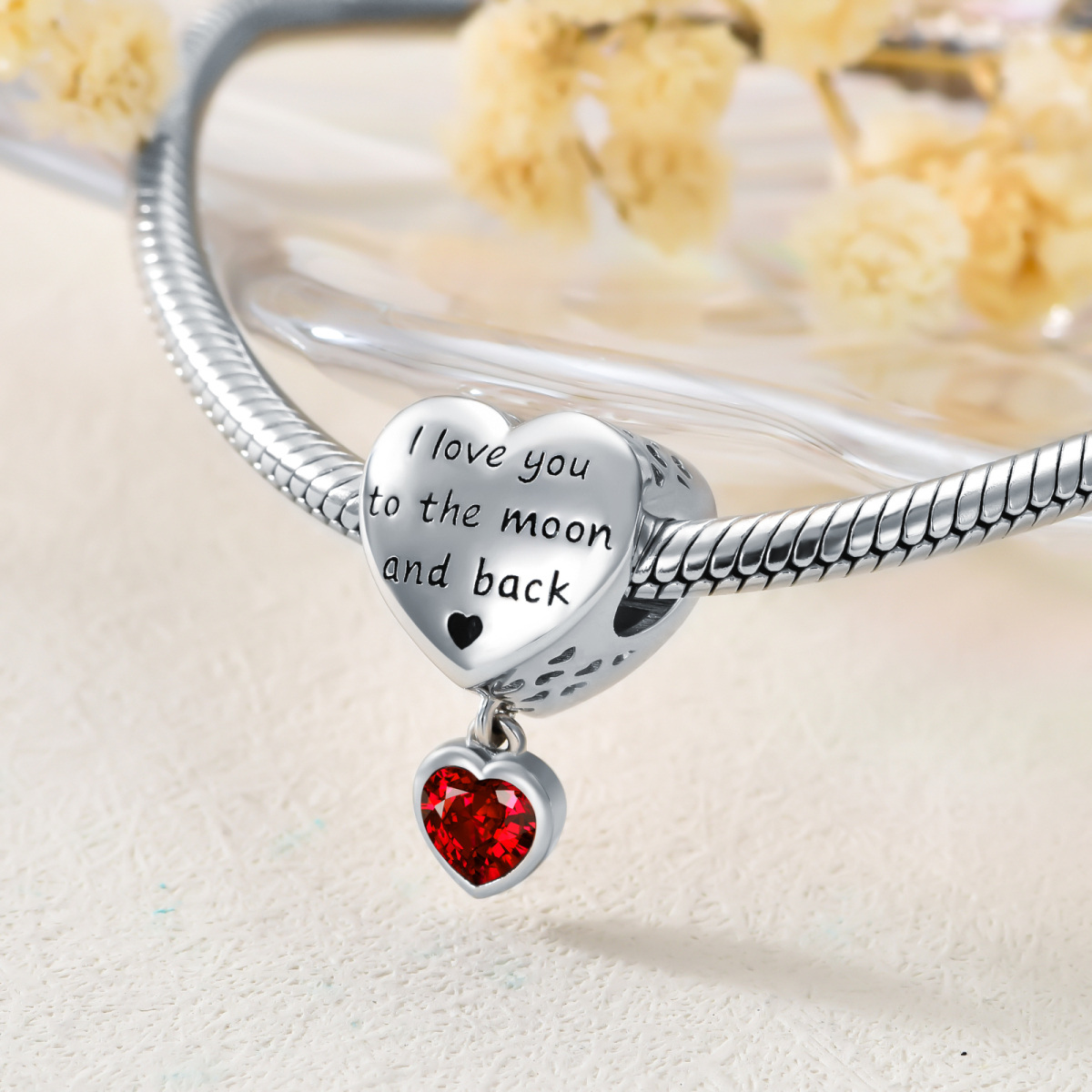 Colgante con foto personalizada de circonita cúbica y corazón de plata de ley para collar y pulsera-3