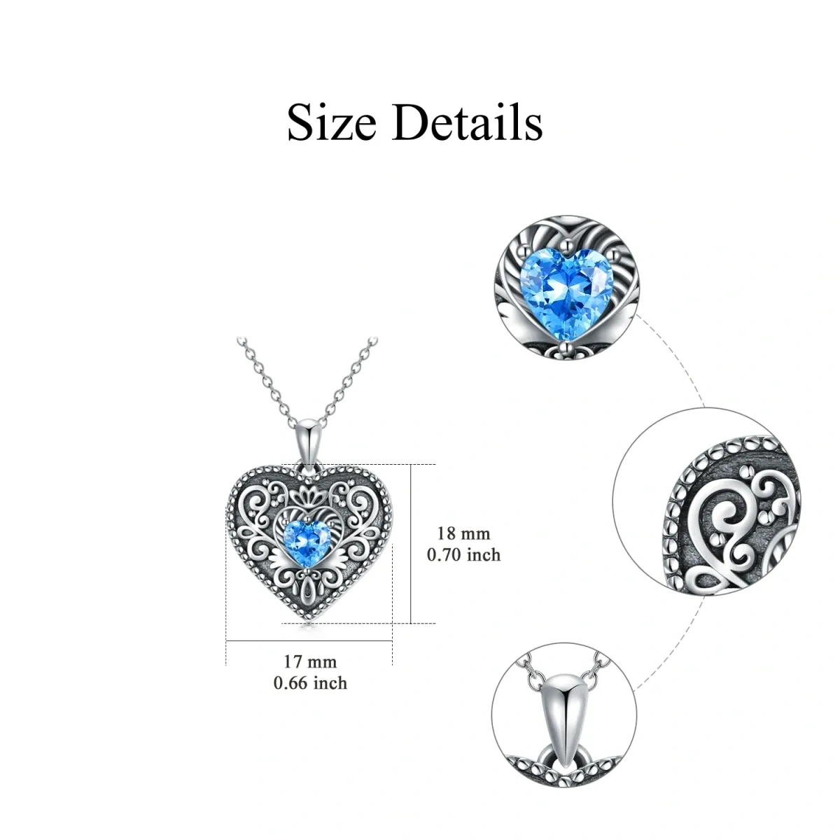 Sterling Silver Heart Cubic Zirconia Personalised Photo Locket Necklace For Women Men-8