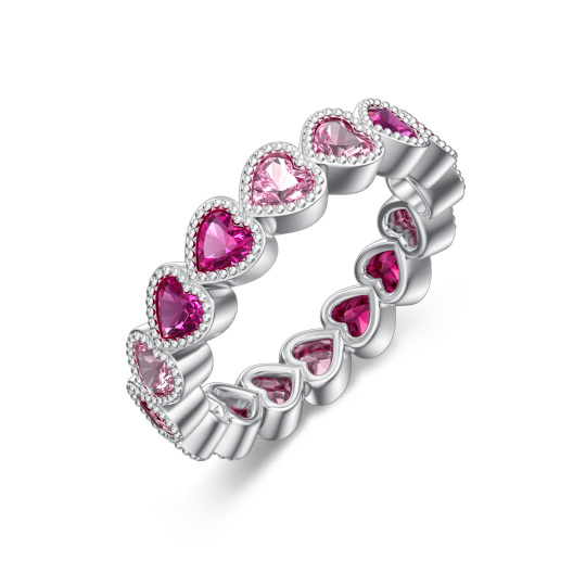 Anello in argento sterling con cuore a forma di zircone