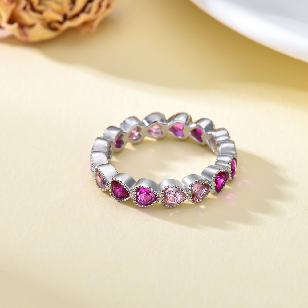 Sterling Silver Heart Shaped Cubic Zirconia Ring-3