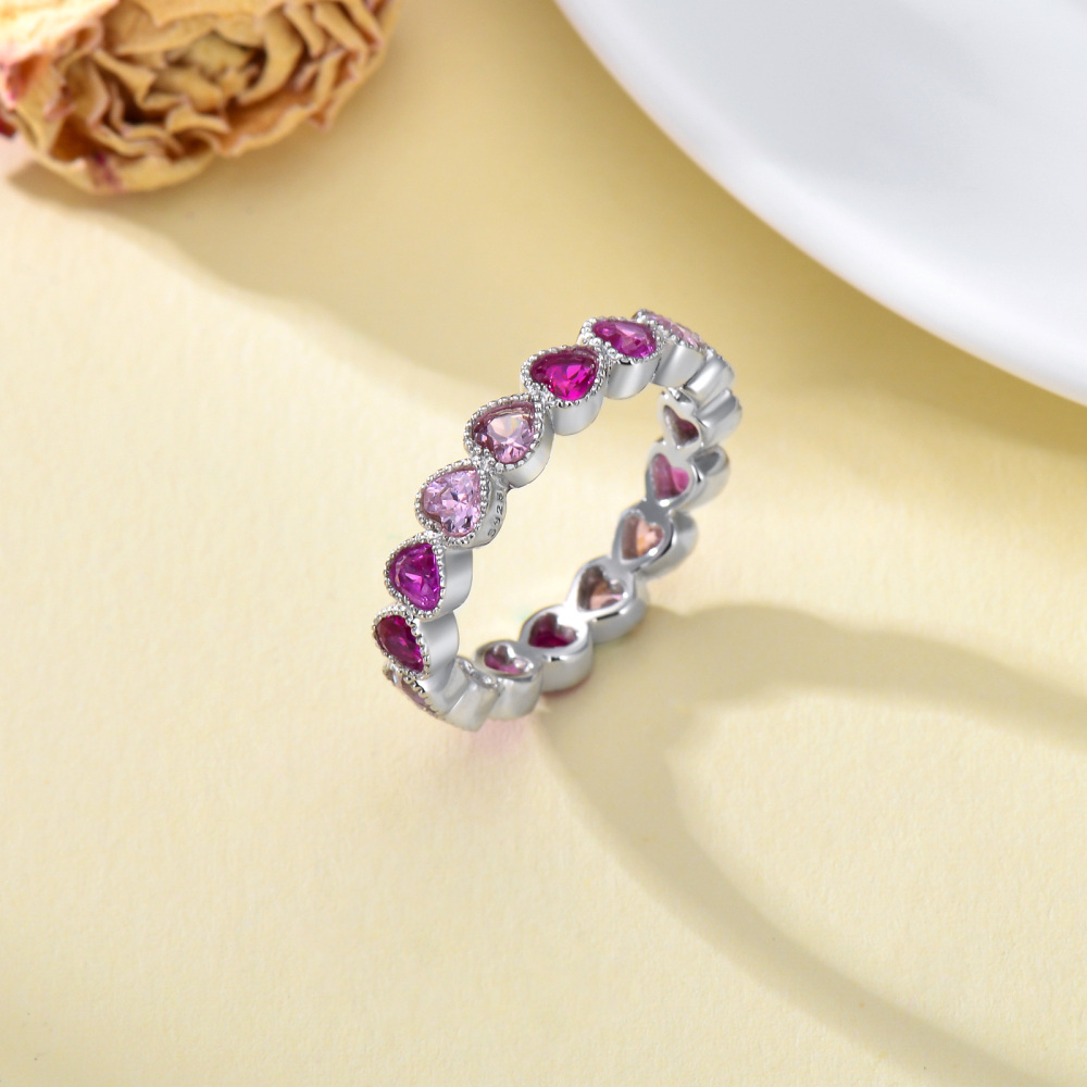 Sterling Silver Heart Shaped Cubic Zirconia Ring-4