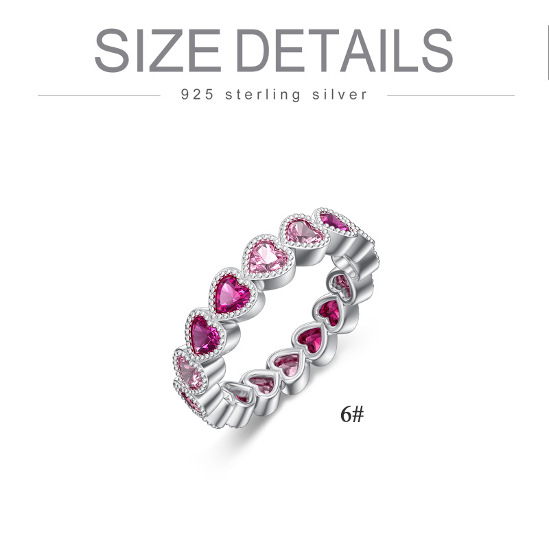 Sterling Silver Heart Shaped Cubic Zirconia Ring-5