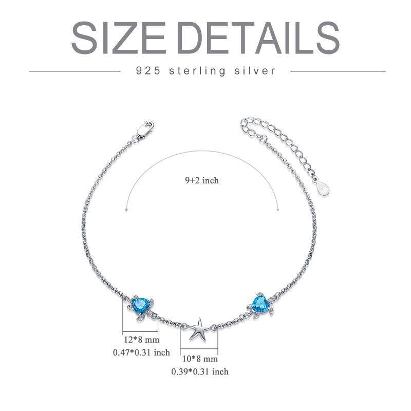 Tornozeleira de uma camada em prata de lei com zircónias cúbicas em forma de coração, tart-3