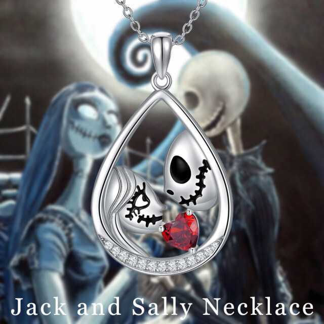 Collier en argent sterling avec pendentif tête de mort en forme de coeur en zircone cubiqu-6