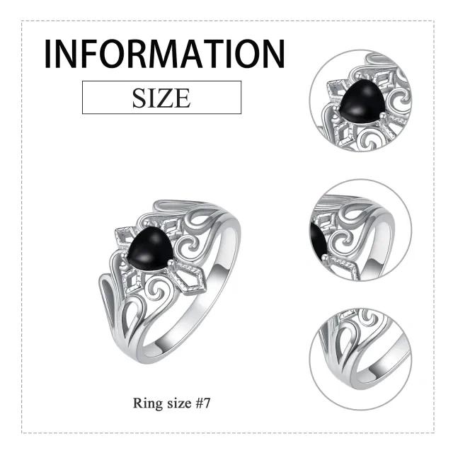 Anello a cuore con croce in tormalina a forma di cuore in argento sterling-5