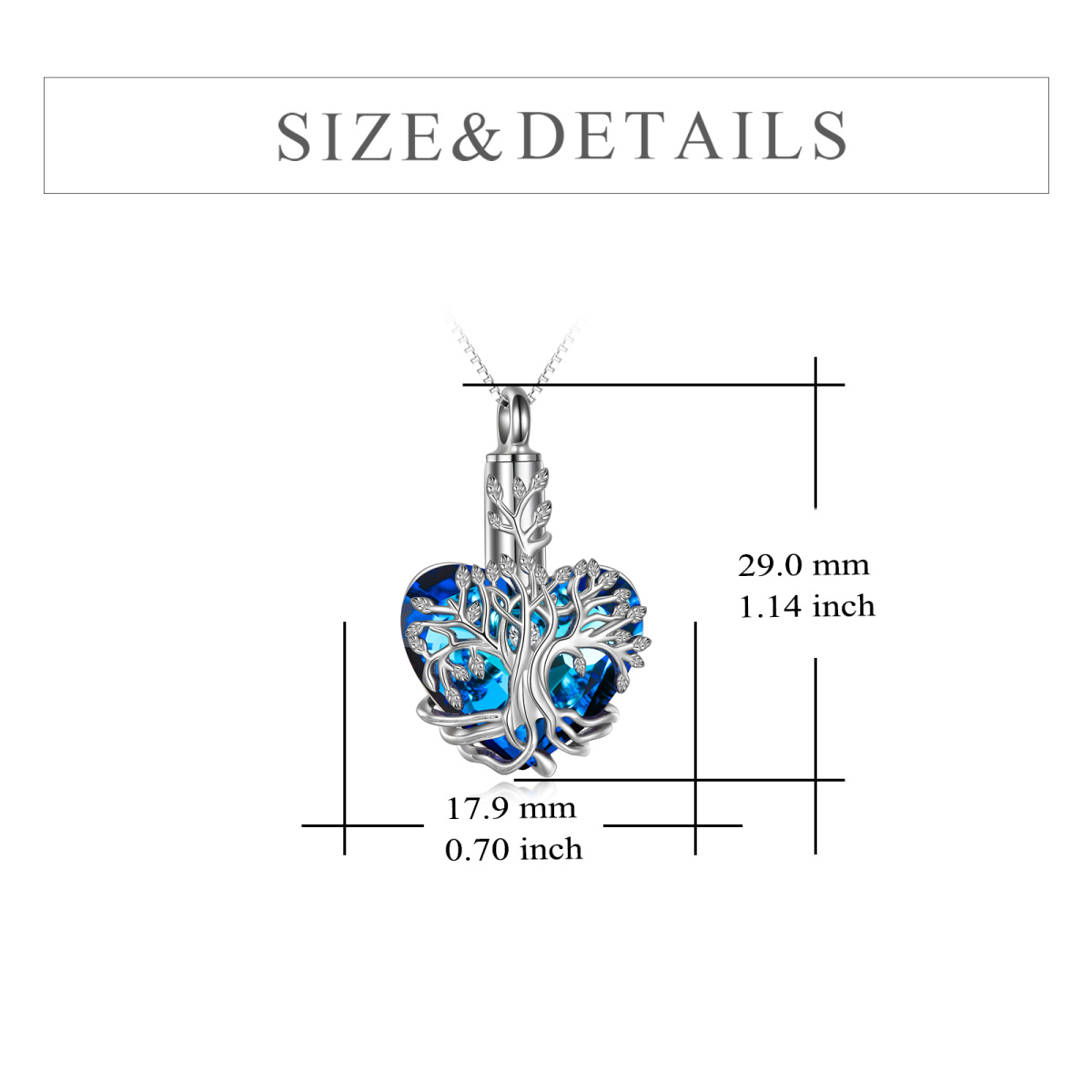 Collana con ciondolo in cristallo a forma di cuore con albero della vita in argento sterling-5