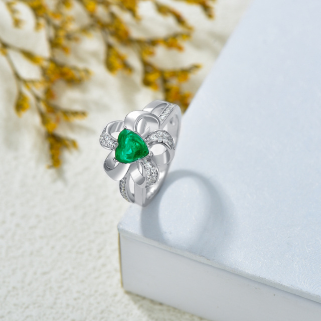 Bague en argent sterling en forme de coeur avec turquoise-4