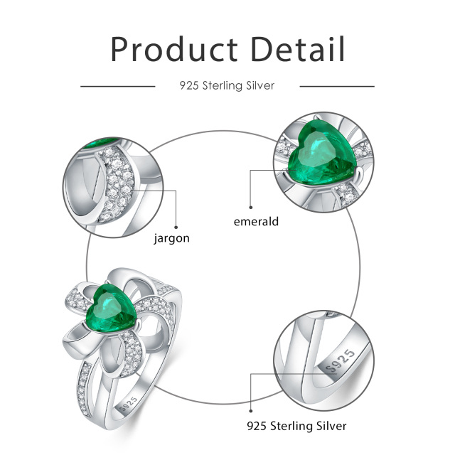 Sterling Silber Herz geformt Cubic Zirkonia & Türkis Herz Ring-5