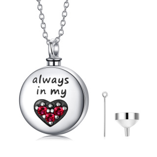 Sterling Silver Heart Cubic Zirconia Urn Necklace For Ashes-37