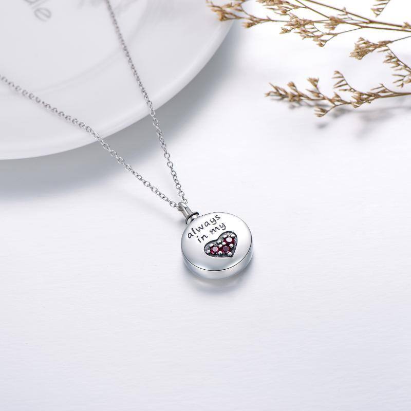 Collana con urna per ceneri a forma di cuore in argento sterling con zirconi cubici-5