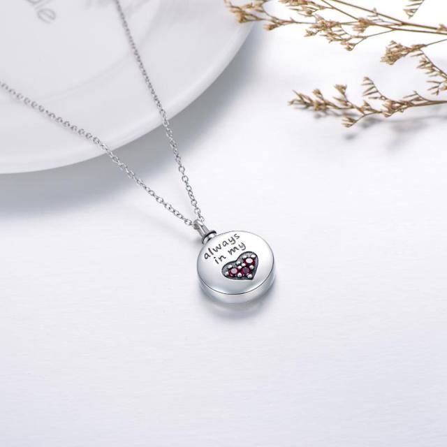 Sterling Silver Heart Shaped Cubic Zirconia Heart Urn Necklace for Ashes with Engraved Word-5