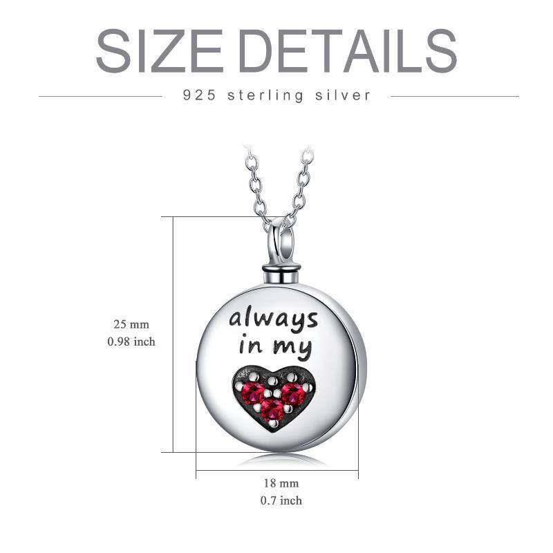 Sterling Silver Heart Cubic Zirconia Urn Necklace For Ashes-7