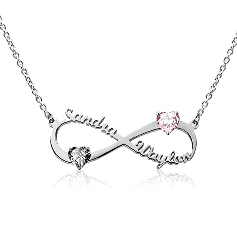 Sterling Silver Heart Shaped Zircon Birthstone Pendant Necklace-1