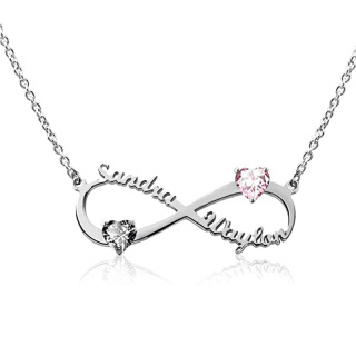 Sterling Silver Heart Shaped Zircon Birthstone Pendant Necklace-6