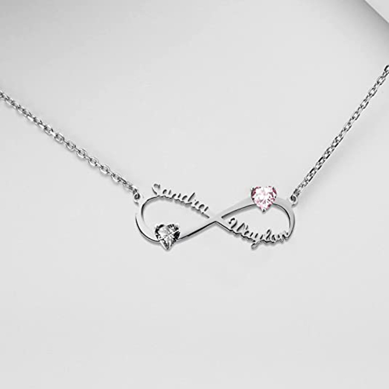 Sterling Silver Heart Shaped Zircon Birthstone Pendant Necklace-3