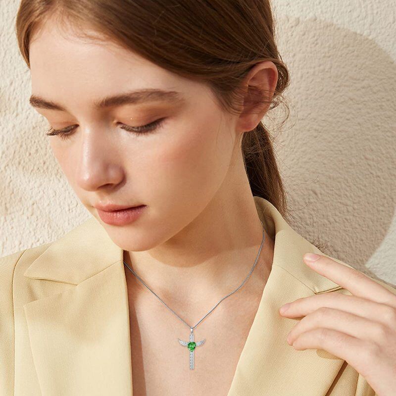 Sterling Silver Heart Cross Feather Engraved Urn Necklace for Ashes for Women Men-2