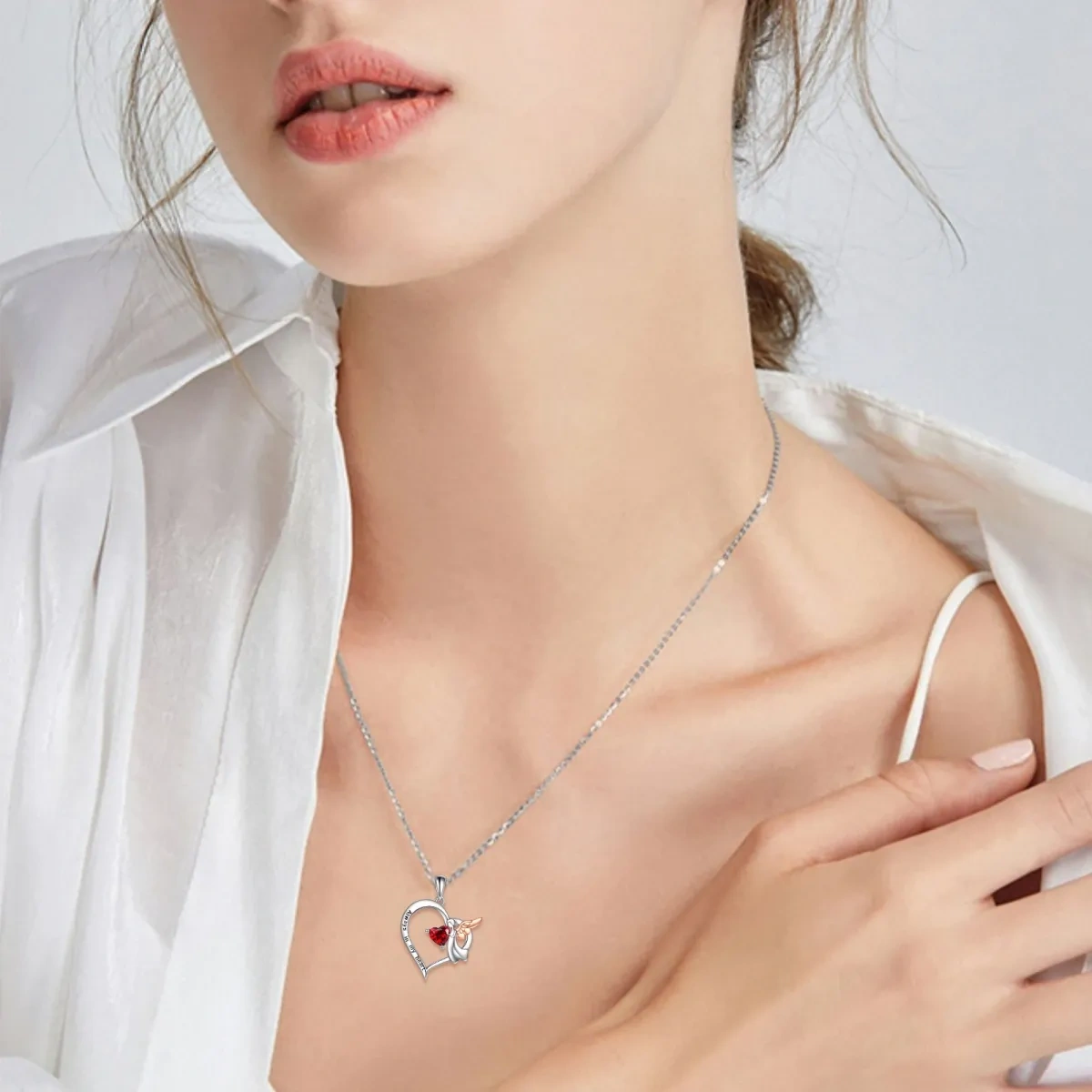 Sterling zilveren hart zirkoon hanger ketting met gegraveerd woord voor vrouwen beste vrie-2