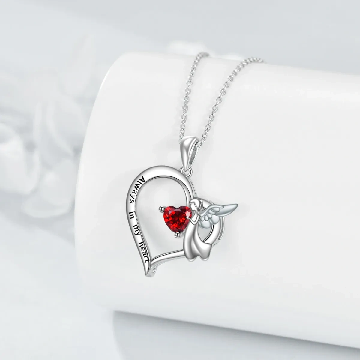 Sterling Silver Heart Zircon Pendant Necklace With Engraved Word For Women Best Friends-3