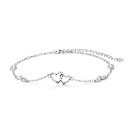 Bracelet de cheville en argent sterling avec cœur