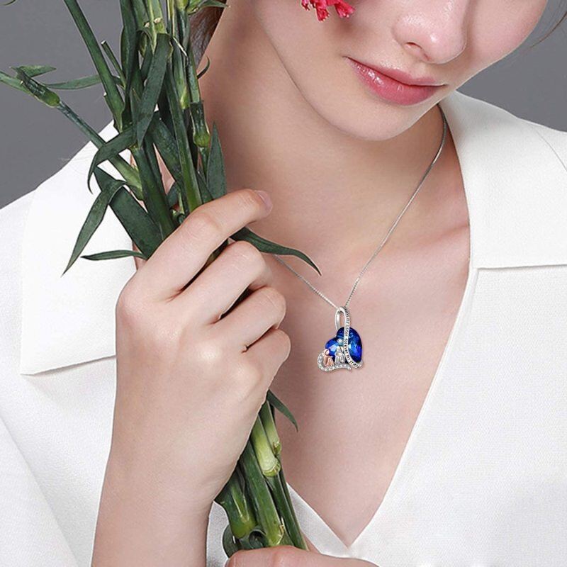Sterling Silver Heart Crystal With Sisters Pendant Necklace With Engraved Word For Women-2