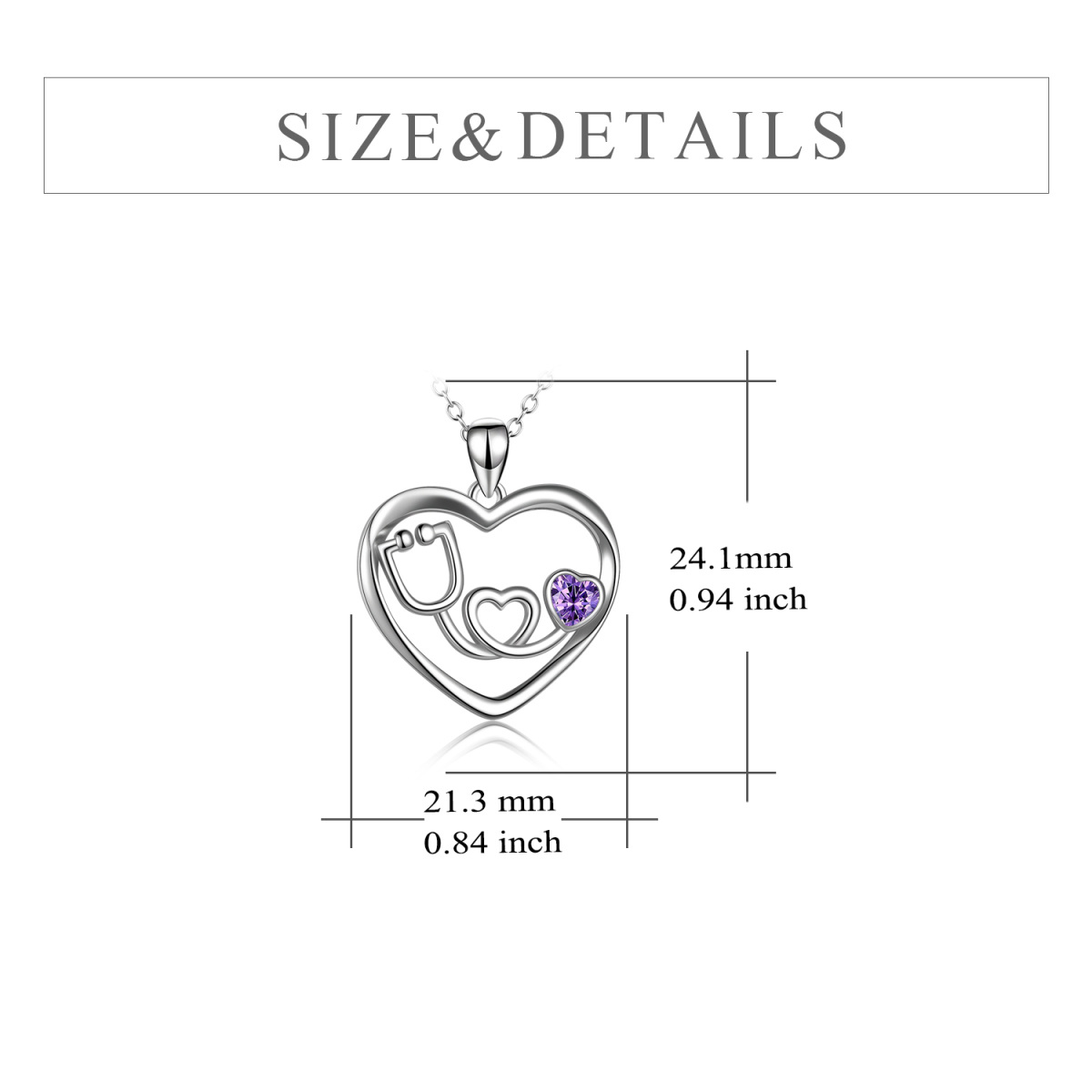 Sterling zilveren cubic zirconia hart & stethoscoop hanger ketting-5