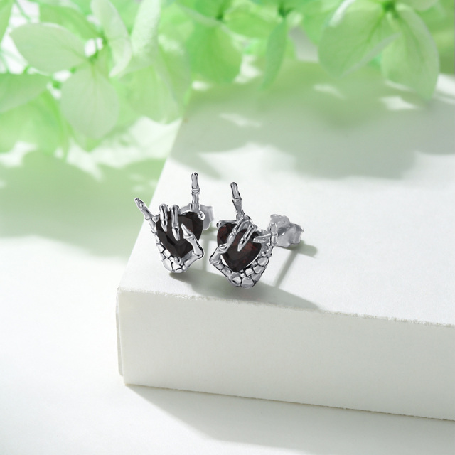 Boucles d'oreilles à tige en argent sterling avec zircone cubique en forme de cœur-3