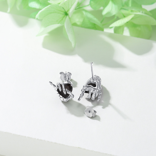 Boucles d'oreilles à tige en argent sterling avec zircone cubique en forme de cœur-4