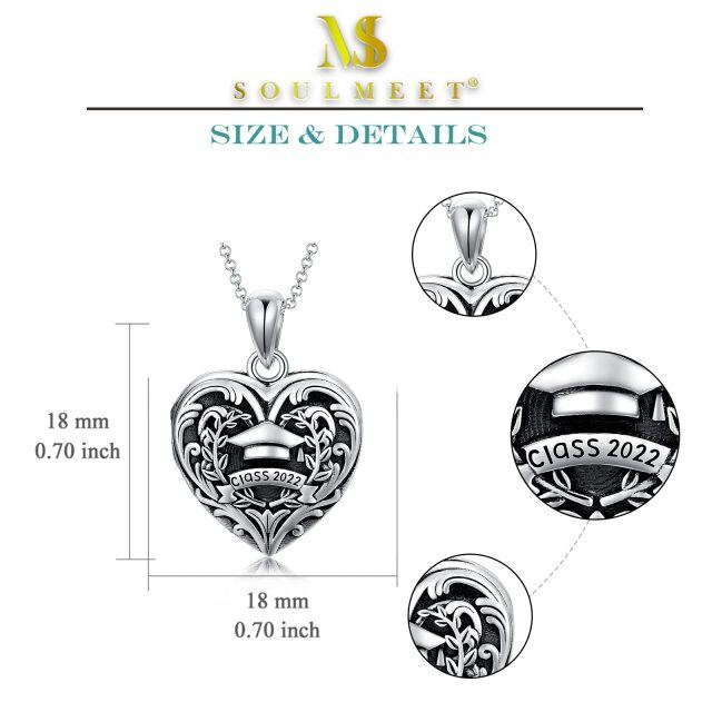 Sterling Silver Heart & Trencher Cap Personalized Photo Locket Necklace-4