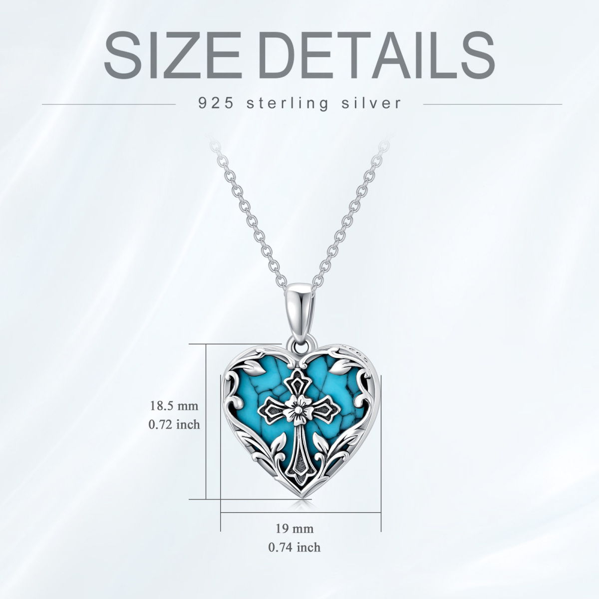 Sterling Silver Heart Turquoise Cross Personalized Photo Locket Necklace For Best Friend-3