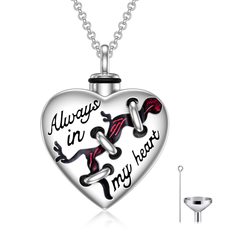 Sterling Silver Heart Urn Necklace for Ashes Engraved Always in My Heart