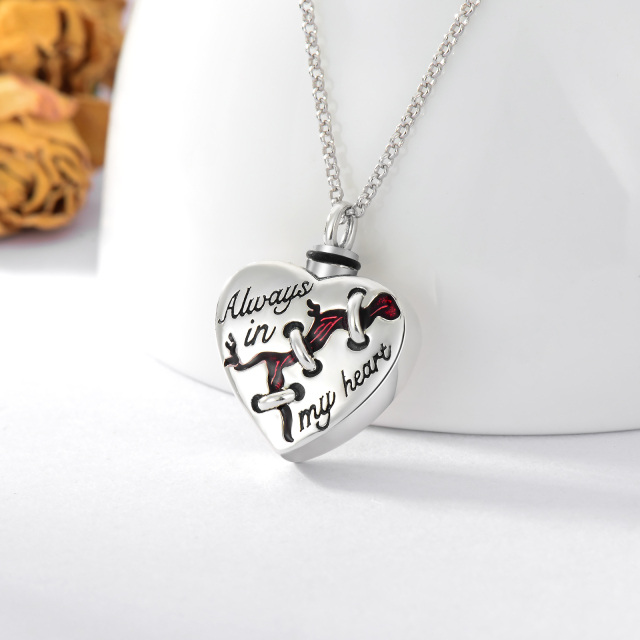 Collier en argent sterling pour cendres gravé Always in My Heart (Toujours dans mon coeur)-3