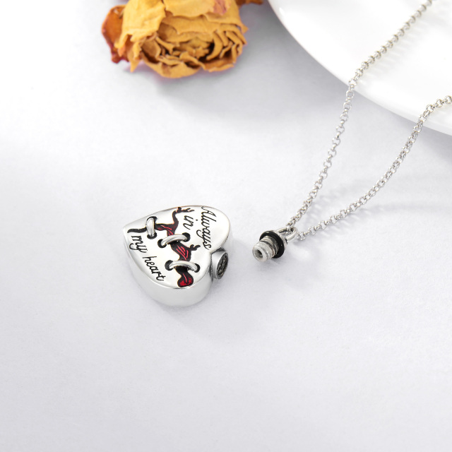 Sterling Silver Heart Urn Necklace for Ashes Engraved Always in My Heart-4