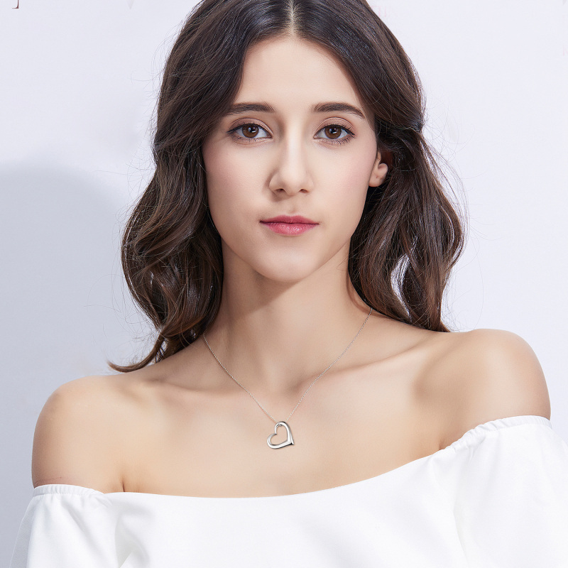 Urnen-Halskette aus Sterlingsilber mit Herzmotiv und Ankerkette-2