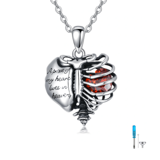 Sterling Silver Cubic Zirconia Heart Urn Necklace for Ashes with Engraved Word-4