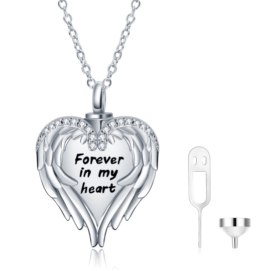 Sterling Silver Cubic Zirconia Heart Urn Necklace for Ashes