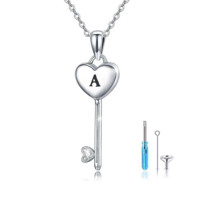 Collana con urna a cuore in argento sterling per le ceneri-1