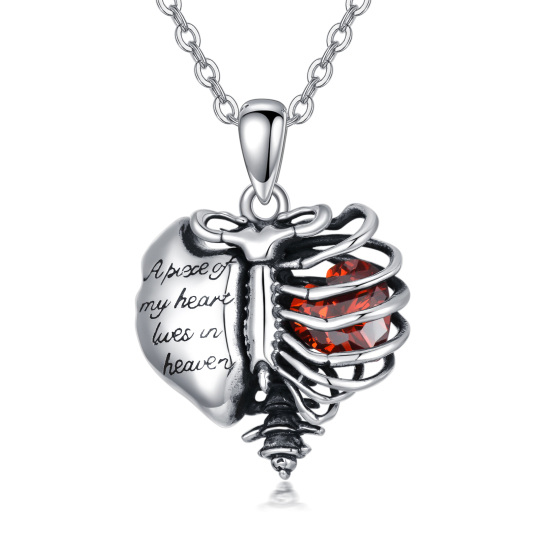 Collana con urna a forma di cuore in argento sterling con zirconi cubici per le ceneri