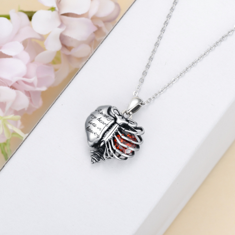 Sterling Silver Cubic Zirconia Heart Urn Necklace for Ashes with Engraved Word-3
